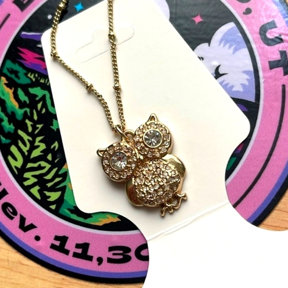 Sugarfix by Baublebar Gold And Rhinestone Owl Necklace, NWOT
